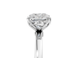 White gold Cushion Solitaire Diamond Ring with Thin Band and Four-Prong Setting_8