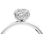 White gold Cushion Solitaire Diamond Ring with a Classic Band and Four-Prong Setting 4
