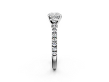 White gold Cushion Solitaire Diamond with Pavé Band and Four-Prong Setting_105