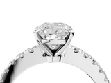 White gold Cushion Solitaire Diamond with Pavé Band and Four-Prong Setting_107