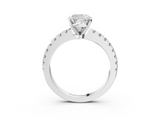 White gold Cushion Solitaire Diamond with Pavé Band and Four-Prong Setting_118