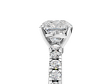 White gold Cushion Solitaire Diamond with Pavé Band and Four-Prong Setting_120