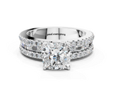 White gold Cushion Solitaire Diamond with Pave and Channel Set Band_105