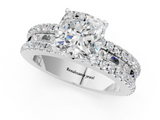 White gold Cushion Solitaire Diamond with Pave and Channel Set Band_106