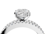 White gold Cushion Solitaire Diamond with Pave and Channel Set Band_109