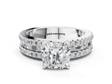 White gold Cushion Solitaire Diamond with Pave and Channel Set Band_114