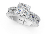 White gold Cushion Solitaire Diamond with Pave and Channel Set Band_122