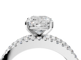 White gold Cushion Solitaire Diamond with Pave and Channel Set Band_126