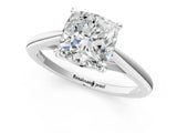 White gold Cushion Solitaire Engagement Ring with Four-Prong Setting and Classic Band 1