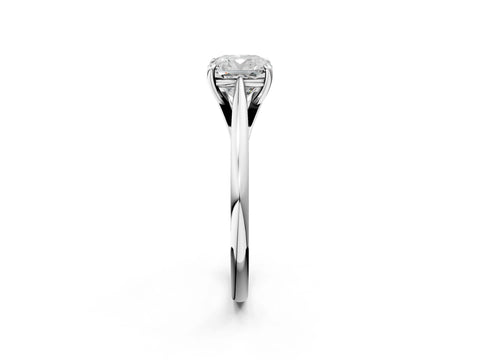 White gold Cushion Solitaire Engagement Ring with Four-Prong Setting and Classic Band 2