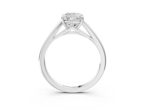White gold Cushion Solitaire Engagement Ring with Four-Prong Setting and Classic Band 3