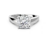 White gold Cushion Solitaire Engagement Ring with Four-Prong Setting and Tapered Band_24