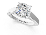 White gold Cushion Solitaire Engagement Ring with Four-Prong Setting and Tapered Band_25