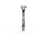 White gold Cushion Solitaire Engagement Ring with Scrollwork Band and Four-Prong Setting_170