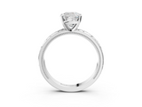 White gold Cushion Solitaire Engagement Ring with Scrollwork Band and Four-Prong Setting_171