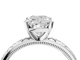 White gold Cushion Solitaire Engagement Ring with Scrollwork Band and Four-Prong Setting_172