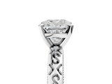 White gold Cushion Solitaire Engagement Ring with Scrollwork Band and Four-Prong Setting_173