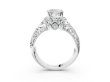 White gold Cushion Solitaire Filigree Engagement Ring with Halo and Prong Setting_118