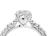 White gold Cushion Solitaire Floral Milgrain Engagement Ring_53