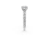 White gold Cushion Solitaire Floral Milgrain Engagement Ring_54