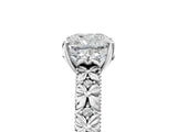 White gold Cushion Solitaire Floral Milgrain Engagement Ring_57