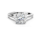 White gold Cushion Solitaire Heart Prong Engagement Ring with Tapered Band_74