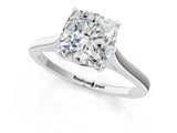 White gold Cushion Solitaire Heart Prong Engagement Ring with Tapered Band_75