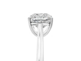 White gold Cushion Solitaire Heart Prong Engagement Ring with Tapered Band_77
