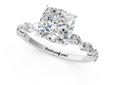 White gold Cushion Solitaire Marquise Side Stone Prong Setting Ring_54