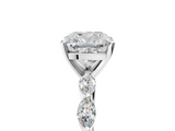 White gold Cushion Solitaire Marquise Side Stone Prong Setting Ring_58