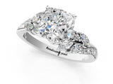 White gold Cushion Solitaire Marquise Twist Band with Six-Prong Setting_119