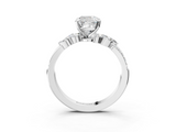 White gold Cushion Solitaire Marquise Twist Band with Six-Prong Setting_121