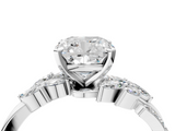 White gold Cushion Solitaire Marquise Twist Band with Six-Prong Setting_122