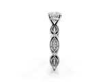 White gold Cushion Solitaire Milgrain Diamond Engagement Ring with Bezel and Marquise Band_107