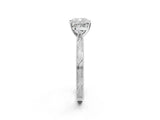White gold Cushion Solitaire Milgrain Engraved Band with Four-Prong Setting_6
