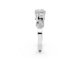 White gold Cushion Solitaire Milgrain Leaf Band with Prong Setting_5