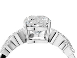 White gold Cushion Solitaire Milgrain Leaf Band with Prong Setting_7