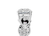 White gold Cushion Solitaire Milgrain Leaf Band with Prong Setting_8