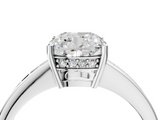 White gold Cushion Solitaire Pavé Band Prong Setting Ring_24