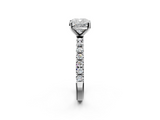 18K White Gold 2.01 Carat D VVS2 Cushion Diamond Solitaire Pavé Band with Four-Prong Setting