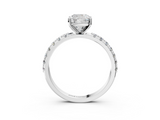 18K White Gold 2.01 Carat D VVS2 Cushion Diamond Solitaire Pavé Band with Four-Prong Setting