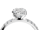 18K White Gold 2.01 Carat D VVS2 Cushion Diamond Solitaire Pavé Band with Four-Prong Setting