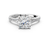 White gold Cushion Solitaire Pavé Band with Four-Prong Setting_48