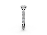 White gold Cushion Solitaire Pavé Diamond Engagement Ring with Four-Prong Setting_204