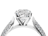 White gold Cushion Solitaire Pavé Diamond Engagement Ring with Four-Prong Setting_206