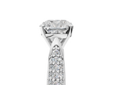 White gold Cushion Solitaire Pavé Diamond Engagement Ring with Four-Prong Setting_207
