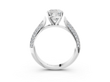 White gold Cushion Solitaire Pavé Diamond Engagement Ring with Four-Prong Setting_207