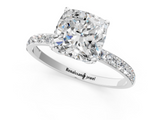 White gold Cushion Solitaire Pavé Diamond Engagement Ring with Four-Prong Setting_46