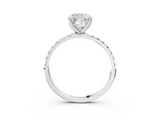 White gold Cushion Solitaire Pavé Diamond Engagement Ring with Four-Prong Setting_48