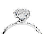 White gold Cushion Solitaire Pavé Diamond Engagement Ring with Four-Prong Setting_49